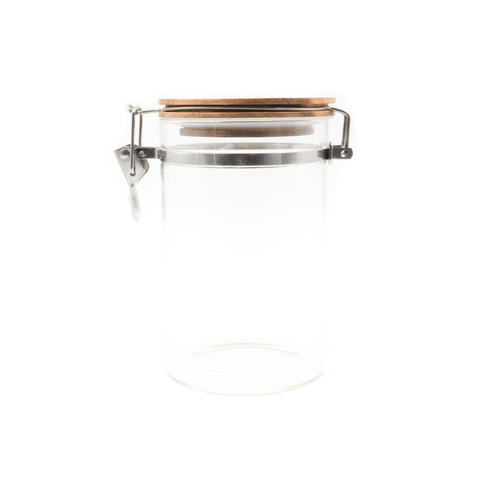 Frasco Hermético Tapa de Madera 900 ml - Estado Natural