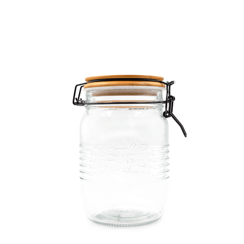 Frasco Hermético Tapa de Bambú 1000 ml - Estado Natural