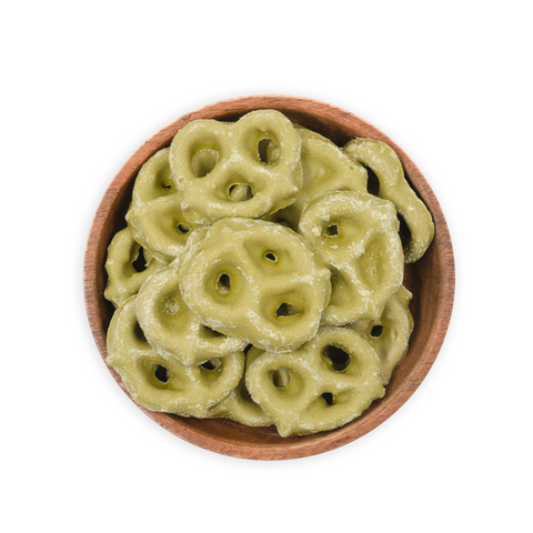 Pretzel Cubierto con Chocolate Blanco y Matcha