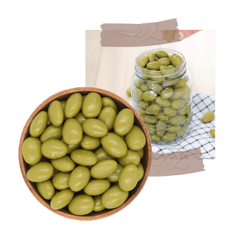 Almendra Cubierta de Chocolate Blanco y Matcha - Estado Natural