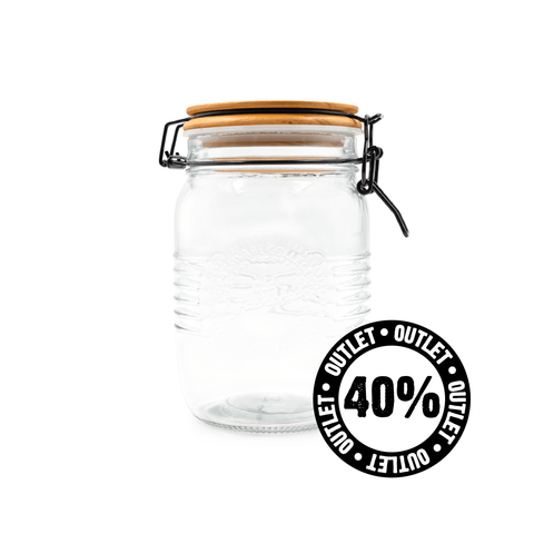 Frasco Hermético Tapa de Bambú 1000 ml - Estado Natural